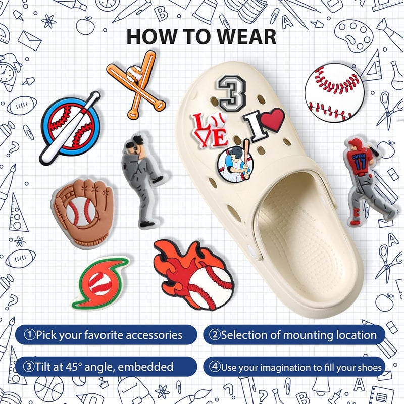 BULKITEM 25PCS Sports Shoe Decoration Charms,Basketball Soccer Baseball Golf Football Shoe Decoration Charms - Image 3